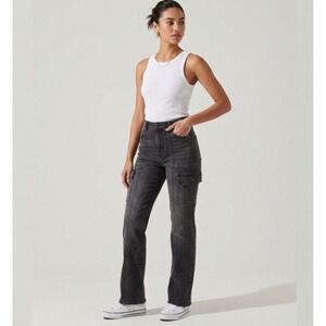 AQUA‎ Cargo Pants Women 25 Black Straight Leg Utility Pockets Streetwear